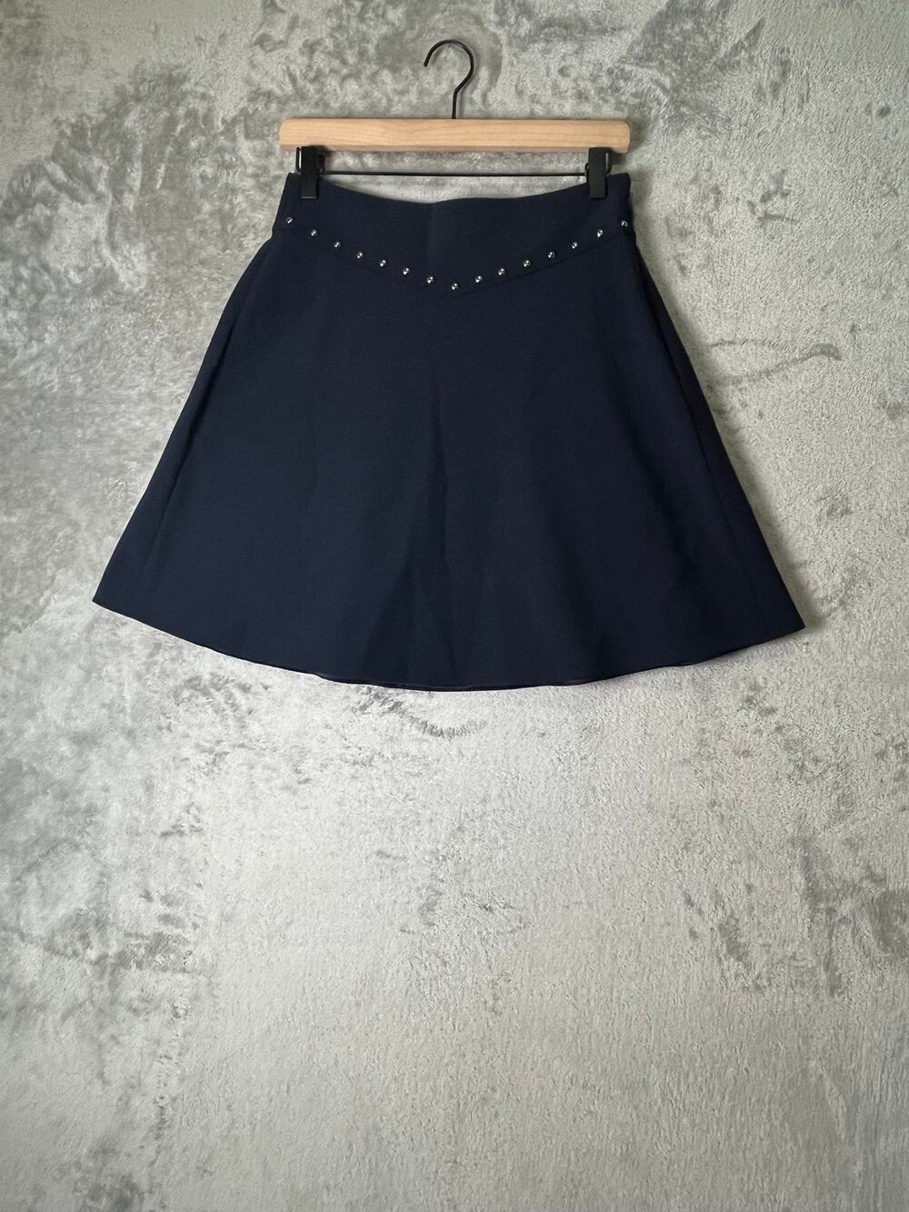 Kate Spade Studded A-Line Mini Skirt Navy Blue Size 4 Preppy Classic